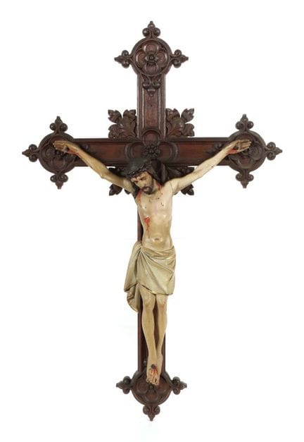 Wall cross, 20th century; the figure of Christ on 