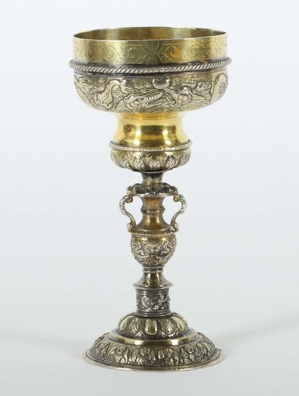 Magnificent 19th-century trophy, silver, partially