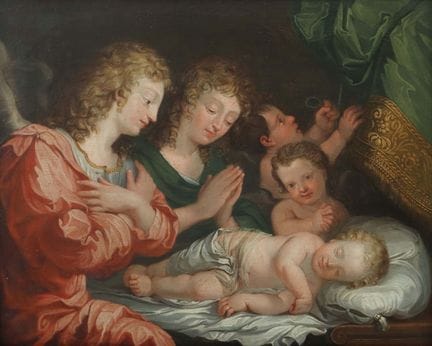 Pittore/copista del XIX secolo. “Gli angeli adoran