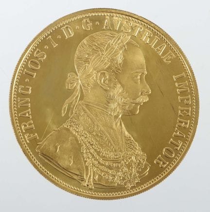 4-ducat gold coin from Austria, dated 1915, 986 fi
