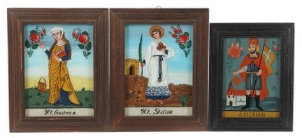 Set of reverse-glass paintings, probably from Ober