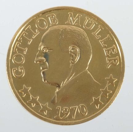 Gold Medal, Germany, dated 1970, 900 gold, approx.