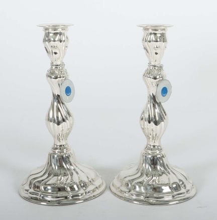 Pair of single-flame Baroque-style candlesticks by