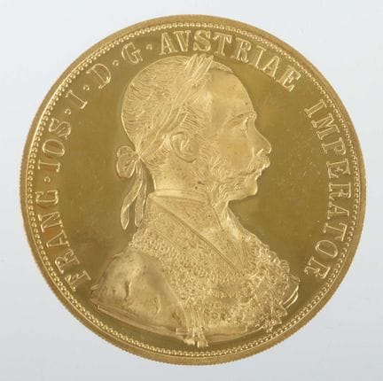 4-ducat gold coin from Austria, dated 1915, 986 fi