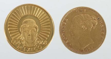 2 gold coins: 1 ducat, Mexico, 1968, 980 gold, app