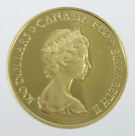 100-dollar gold coin from Canada, dated 1980, 917 