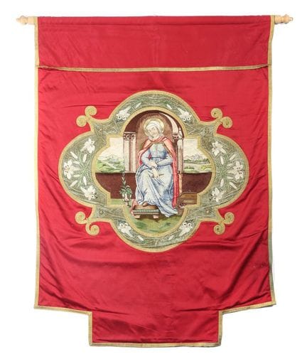 Processional banner depicting St. Lüfthildi of the