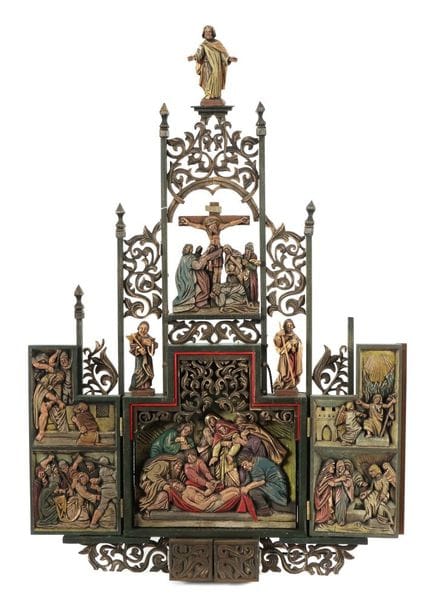 Wall altar from the early 21st century, carved woo