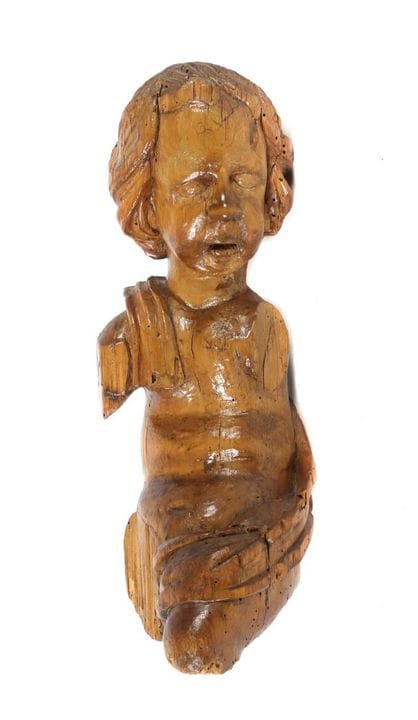 17th/18th-century woodcarver “Angel,” carved from 