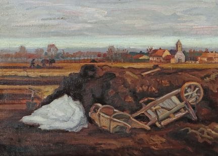Pittore del XX secolo. “Paesaggio agricolo”, con u