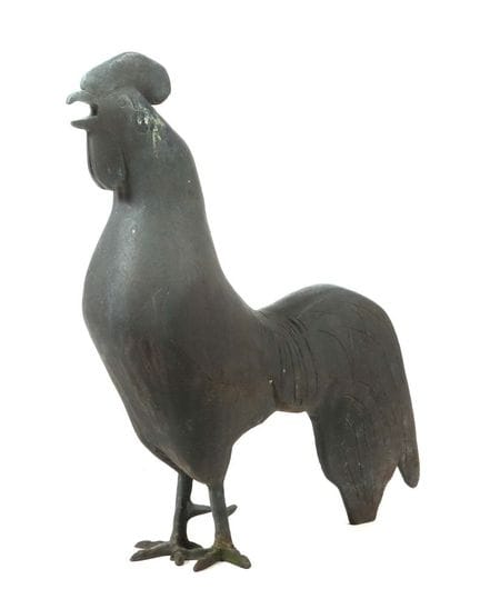 20th-century sculptor. Rooster garden sculpture, m