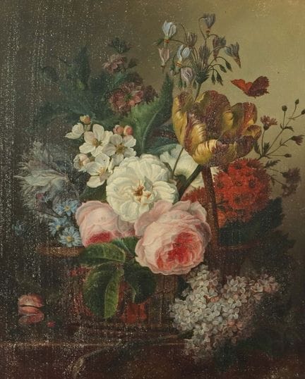 Pittore del XIX secolo. “Natura morta con fiori”, 