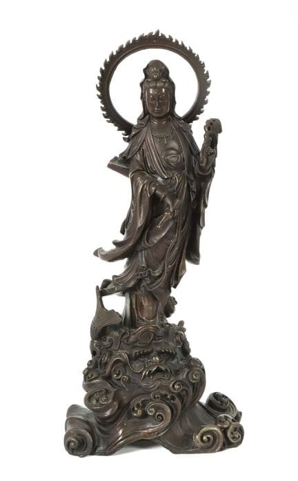 Guanyin on Waves, China, 20th century, bronze, a f