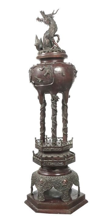 Brûleur d'encens Koro, Japon, vers 1900, bronze, a