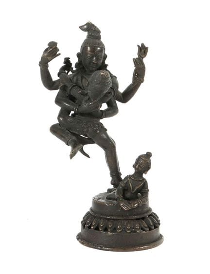 Statue Yab Yum, Inde, vers 1900, bronze noirci, as