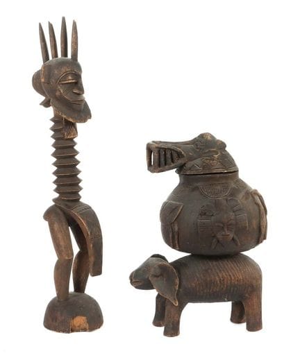 Statue et récipient figuratif des Sénoufo de Côte 