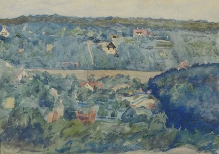 Peintre du XXe siècle. « Paysage », vue plongeante