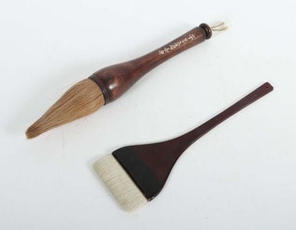 Calligraphy and flat brushes, China, 20th century,