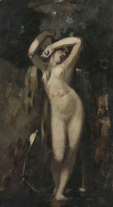 Pittore del XIX/XX secolo. “Bagnante”, nudo femmin