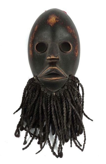Masque Dan avec barbe au menton, Côte d'Ivoire, en