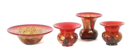 Trois vases et un bol « Ikora » – cristal Karl Wie