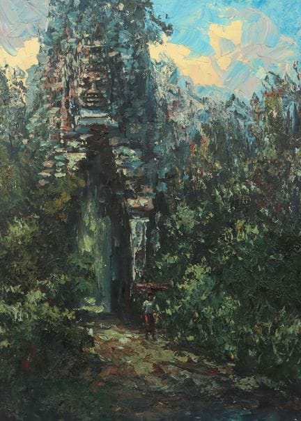 索潘纳里特·图（Sophannarith, Thu），生于1960年，柬埔寨画家。 《吴哥通门》，描