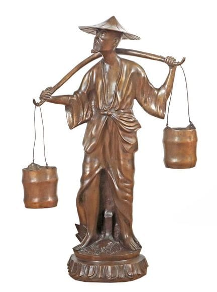 Water Carrier, China, mid-20th century, bronze, fu
