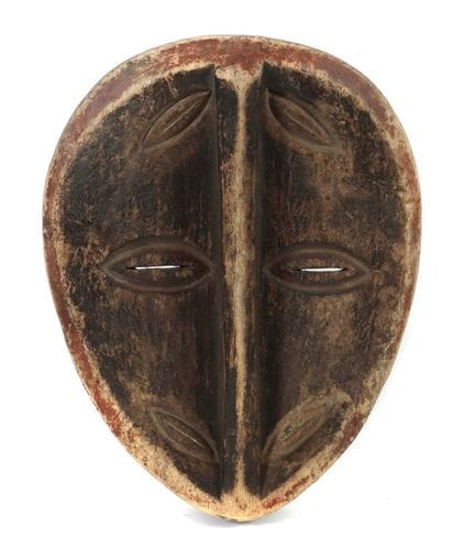 Masque Kwele du Gabon, entre autres, bois sculpté,