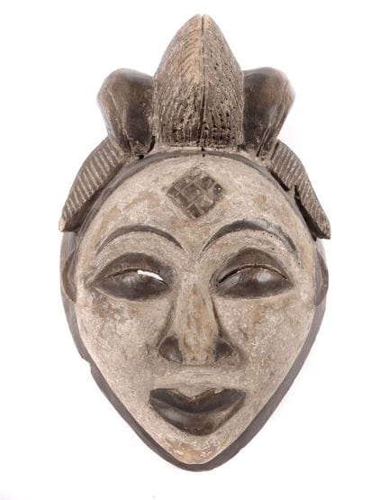 Masque des Punu du Gabon, entre autres, bois, tein