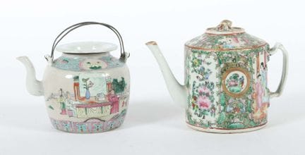 2 teapots, China, ca. 1900, white porcelain with p