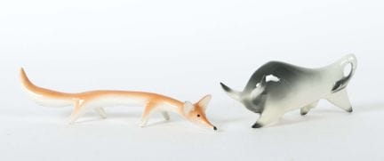 Deux figurines d'animaux Zsolnay, Pécs, et László 