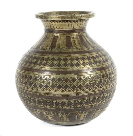 Pot Ganga-Jamuna, Inde, XIXe siècle, laiton plaqué
