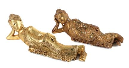 2 bouddhas couchés en posture de nirvana, Thaïland