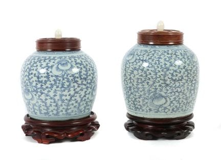 2 ginger pots, China, 19th century, white porcelai