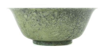 Large Chinese bowl, mid-20th century, spinach jade