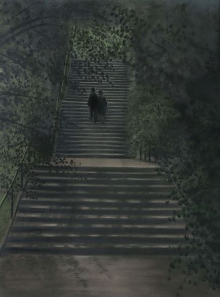 舍夫，洛蕾 1922 - 2017，斯图加特女画家，莱昂哈特·施密特的学生。作品《拾级而上》，描绘一
