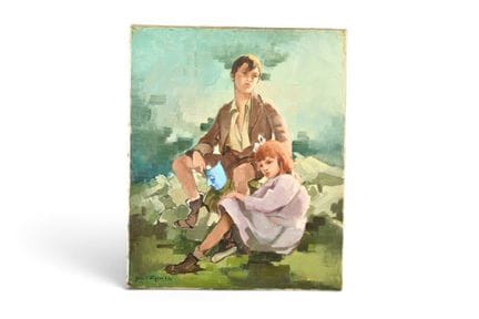 ESPARBÈS, Jean (1899-1968). Deux enfants assis au 