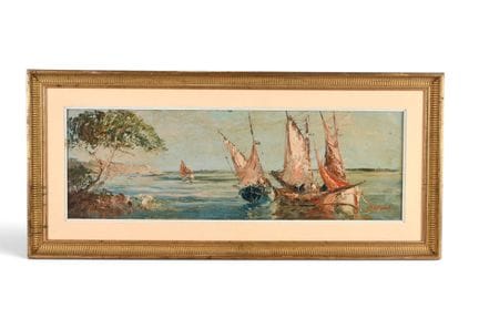 ECOLE FRANCAISE du XXème siècle. Bateaux en bord d
