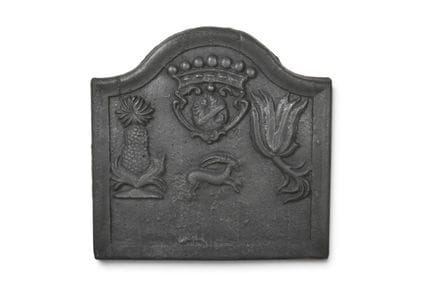 TAQUE ou PLAQUE de CHEMINEE à sujet exotique, armo