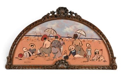 SAINT-CLAIR, Henry (1899-1990). Plage animée, huil
