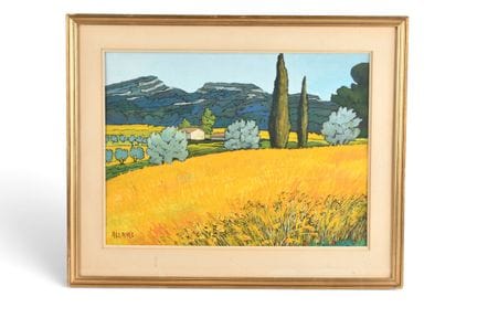 ALLAIRE (XXème). Vue de la campagne en Provence, g