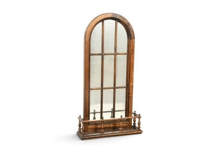 MIROIR en bois en forme d'arche formant étagère. 9