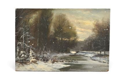 APOL, Louis (1850-1936). Paysage d'hiver. Huile su