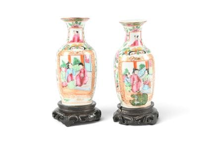 CHINE, Canton fin du XIXème siècle. Paire de petit