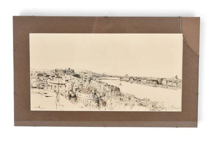 CSANKY, Dénes (1885-1972). Vue de Budapest. Encre 