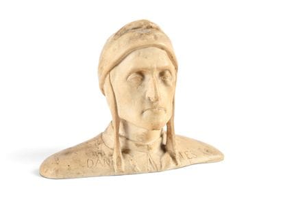 Terrakotta-Figur mit DANTE-Motiv. H. 17,5 – B. 22 