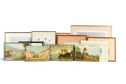 TABLEAUX (une caisse de 12 oeuvres) comprenant : u
