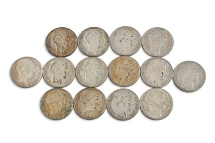 MONNAIES d'ARGENT : 14 x 20 francs Turin