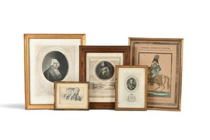 GRAVURES (lot de 5) encadrés sous verres à sujet r