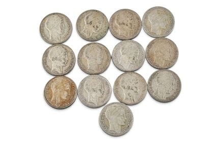 MONNAIES d'ARGENT : 13 x 10 francs Turin